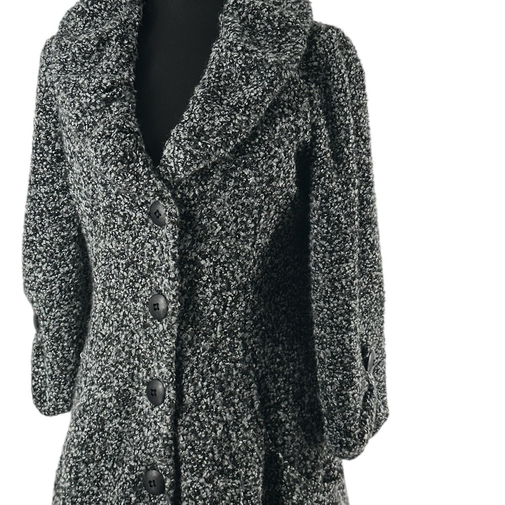 Joseph Ribkoff cardigan salt and pepper boucle coat elegant artsy unique sz 8 - Picture 3 of 8